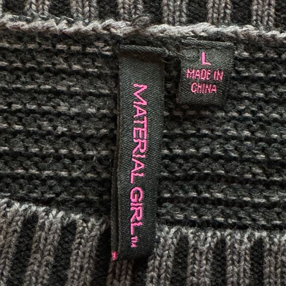 Womens Material Girl Cropped Slouch Scoop Neck Boho 90s like Gray Sweater Large - Picture 2 of 10